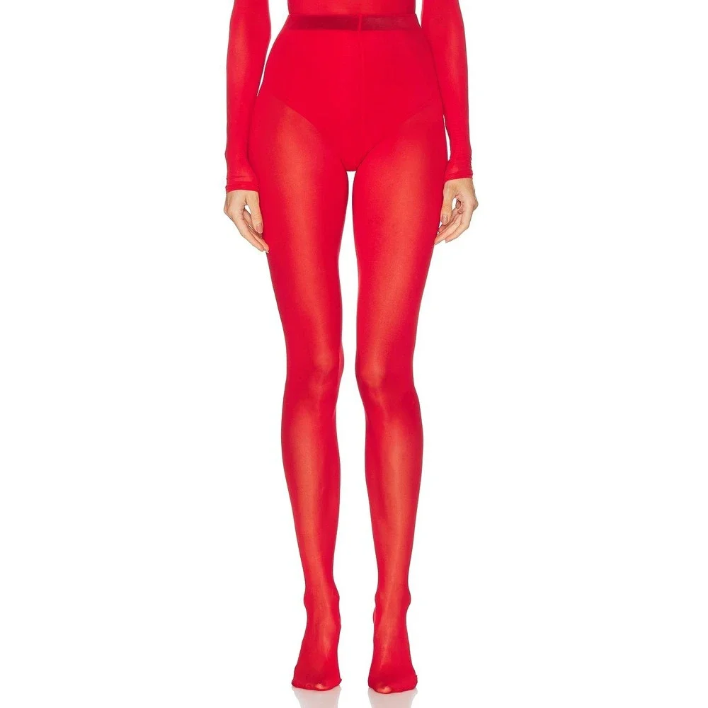 New WARDROBE.NYC Sheer Tights in Red leggings